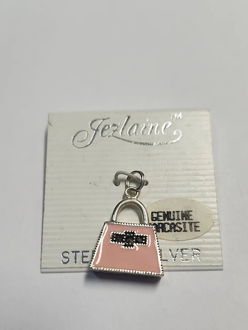 Jezlaine purse charm Pink NWT Sterling Silver Vintage Marcasite Stone